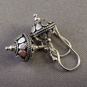 NWT Handmade Sterling Silver Bali Bead Drop Earrings Boho Dangle‎ Petite Artisan